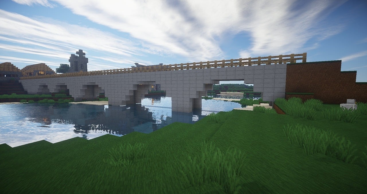 Minecraft - construcție pod peste râu